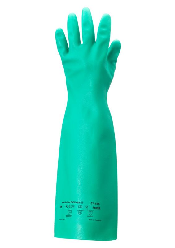 0076490447458_1 Safety chemical gloves Ansell AlphaTec® Solvex® 37-185, elbow-length, green, size 10