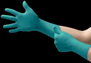 0076490453480_1 Disposable nitrile and neoprene gloves Ansell Microflex 93-260, size M (7,5-8), textured fingers, green, 0,20mm thick