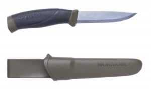 11863 Morakniv Companion Välinuga – Sõjaväeroheline, 2.0 mm Süsinikterasest Tera, Tupp