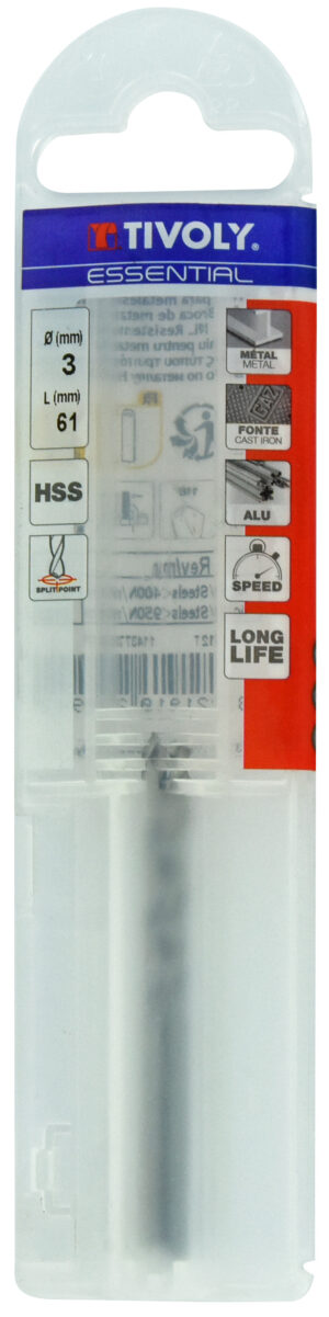 3221910205942_1 Metallipuurid 3.0 mm, HSS, üleni lihvitud, Tipunurk terav (split point) 118°, 2tk, jaepakend