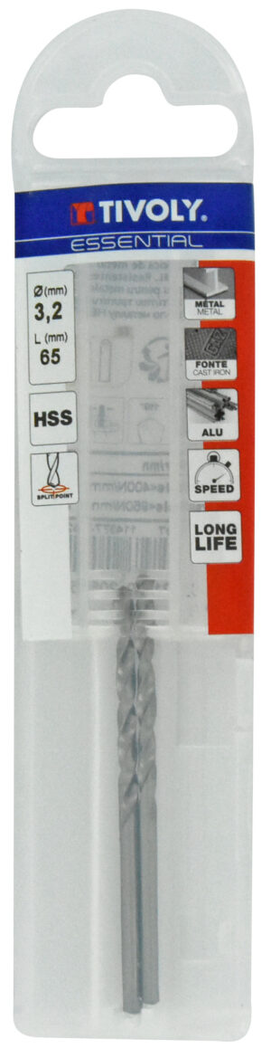 3221910205959_1 Metallipuurid 3.2 mm, HSS, üleni lihvitud, Tipunurk terav (split point) 118°, 2tk, jaepakend