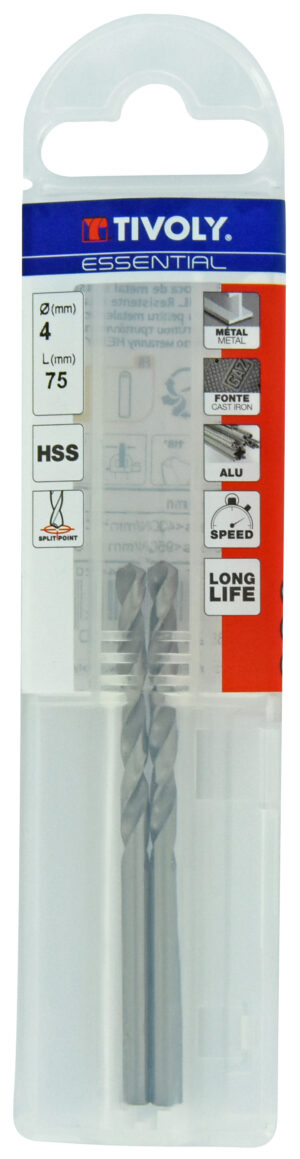 3221910205973_1 Metallipuurid 4.0 mm, HSS, üleni lihvitud, Tipunurk terav (split point) 118°, 2tk, jaepakend