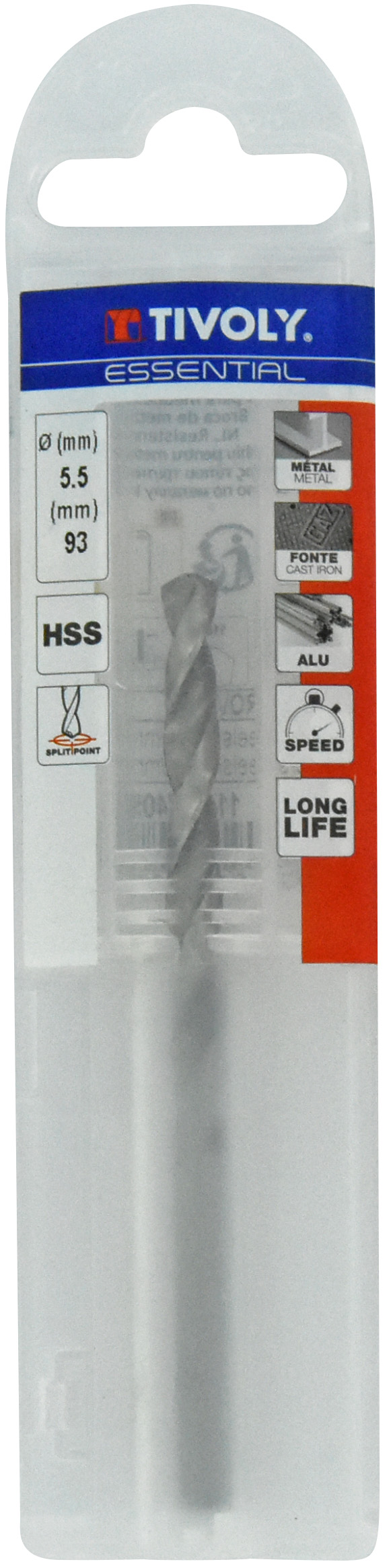 3221910206017_1 Metallipuur 5.5 mm, HSS, üleni lihvitud, Tipunurk terav (split point) 118°, jaepakend