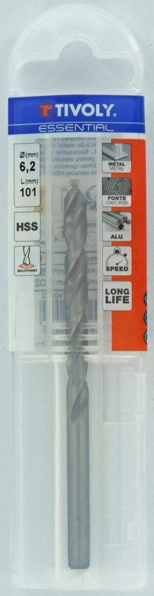 3221910852955_1 Metallipuur 6.2 mm, HSS, üleni lihvitud, Tipunurk terav (split point) 118°, jaepakend