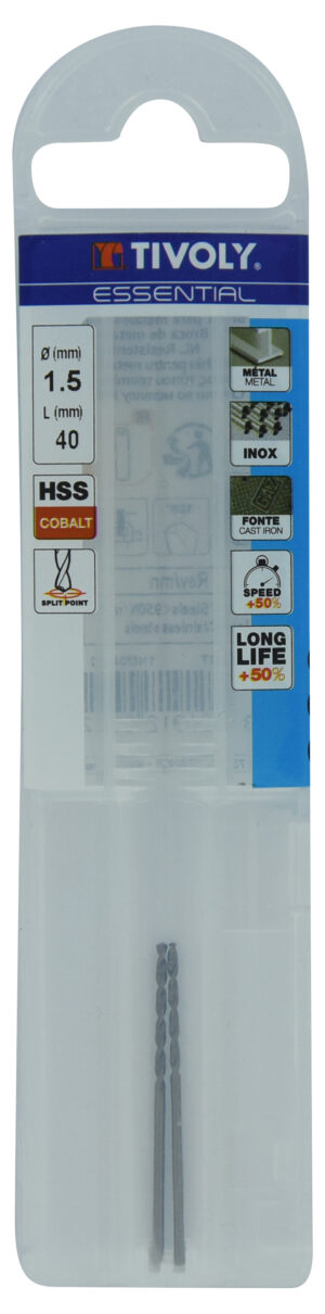 3221912002266_1 Metallipuurid 1.5mm, HSS-Co, üleni lihvitud. Tipunurk terav (split point) 135°. T Line, jaepakend, 2tk