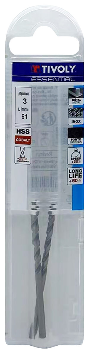3221912002303_1 Metallipuurid 3.0mm, HSS-Co, üleni lihvitud. Tipunurk terav (split point) 135°. T Line, jaepakend, 2tk