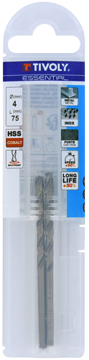 3221912002334_1 Metallipuurid 4.0mm, HSS-Co, üleni lihvitud. Tipunurk terav (split point) 135°. T Line, jaepakend, 2tk