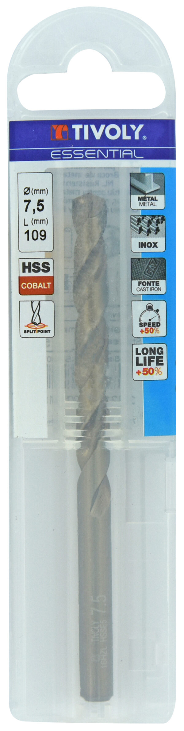 3221912002419_1 Metallipuur 7.5mm, HSS-Co, üleni lihvitud. Tipunurk terav (split point) 135°. T Line, jaepakend