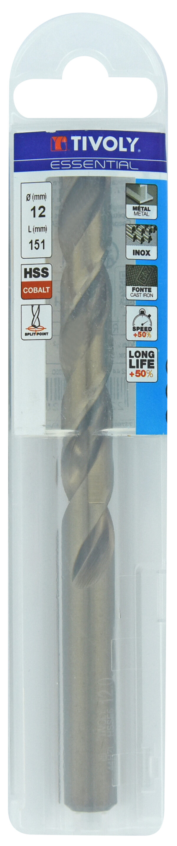 3221912002501_1 Metallipuur 12mm, HSS-Co, üleni lihvitud. Tipunurk terav (split point) 135°. T Line, jaepakend