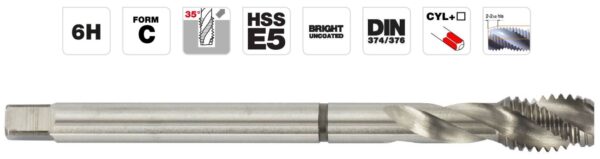 3221912006080_1 Masinkeermepuur MF12x1.5, HSS-E5 DIN, Spiraalse laastusoonega 35°