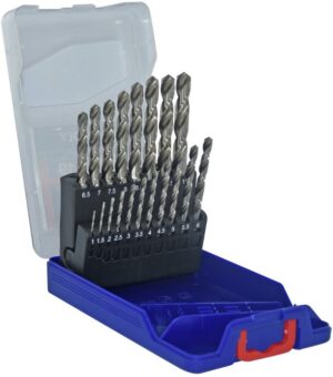 3221912016485_1 Tivoly metallipuuride komplekt – 19-osaline Ø1–10 mm (0,5 mm sammuga), "split point", 30° N-spiraaliga, HSS, silindriline vars