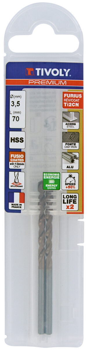 3221912045676_1 Metallipuur 4.0mm, FURIUS HSS, Ti2CN FUSIO, üleni lihvitud, Tipunurk terav (split point) 135°, jaepakend, 2tk pakis