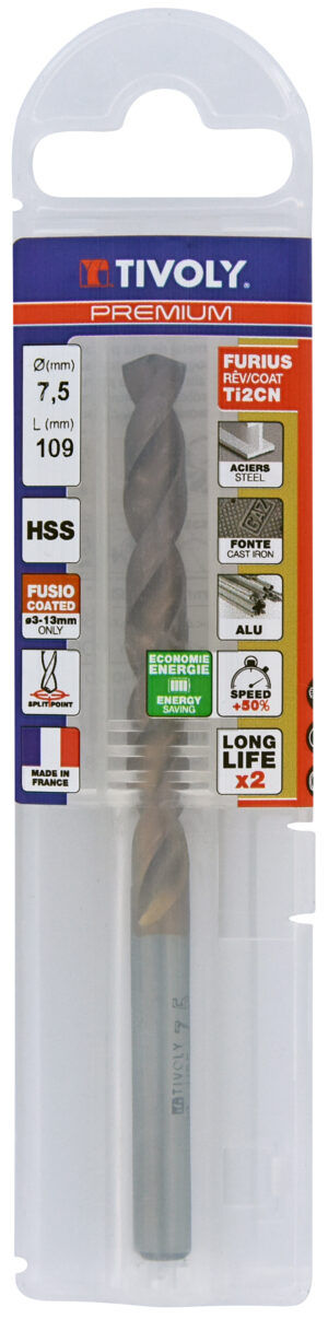 3221912045768_1 Metallipuur 7.5mm, FURIUS HSS, Ti2CN FUSIO, üleni lihvitud, Tipunurk terav (split point) 135°, jaepakend