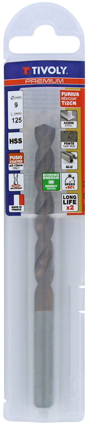 3221912045799_1 Metallipuur 9.0mm, FURIUS HSS, Ti2CN FUSIO, üleni lihvitud, Tipunurk terav (split point) 135°, jaepakend