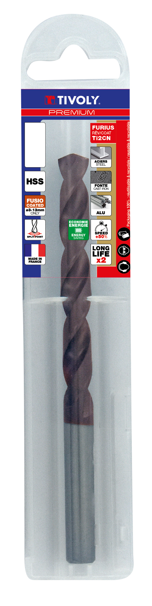 3221912045829_1 Metallipuur 10.5mm, FURIUS HSS, Ti2CN FUSIO, üleni lihvitud, Tipunurk terav (split point) 135°, jaepakend