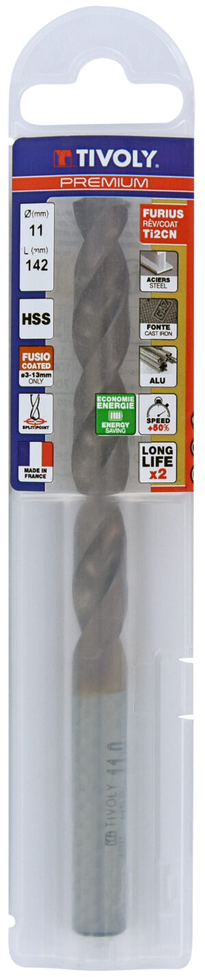3221912045836_1 Metallipuur 11mm, FURIUS HSS, Ti2CN FUSIO, üleni lihvitud, Tipunurk terav (split point) 135°, jaepakend