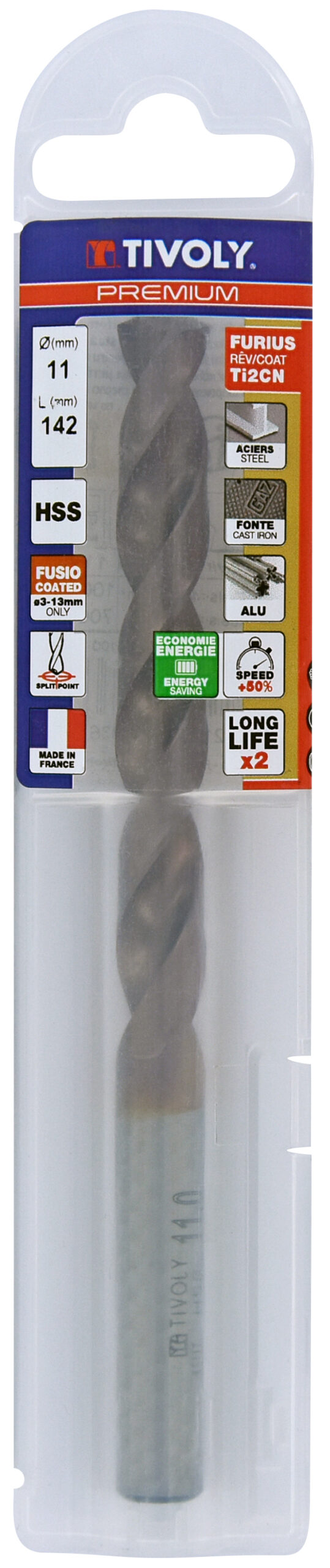 3221912045836_1 Metallipuur 11mm, FURIUS HSS, Ti2CN FUSIO, üleni lihvitud, Tipunurk terav (split point) 135°, jaepakend