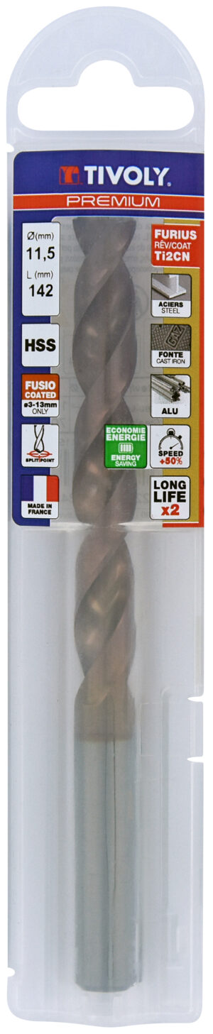 3221912045843_1 Metallipuur 11.5mm, FURIUS HSS, Ti2CN FUSIO, üleni lihvitud, Tipunurk terav (split point) 135°, jaepakend