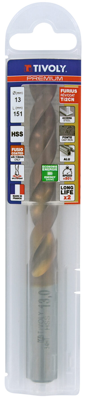 3221912045874_1 Metallipuur 13mm, FURIUS HSS, Ti2CN FUSIO, üleni lihvitud, Tipunurk terav (split point) 135°, jaepakend
