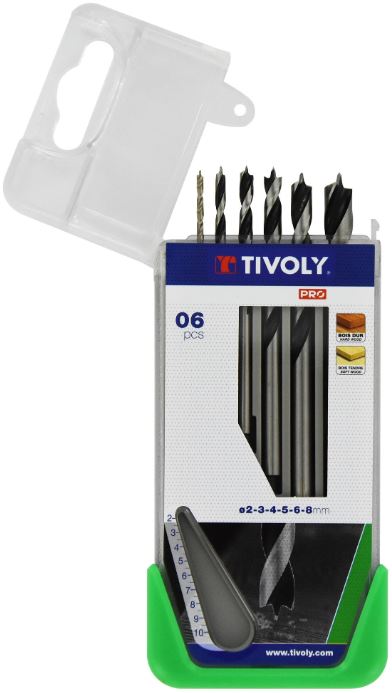 3221912072139_1 Tivoly puidupuuride komplekt – 6-osaline Ø2–8 mm, kolmiktipuga teritus ja lihvitud sooned, HSS, silindriline vars