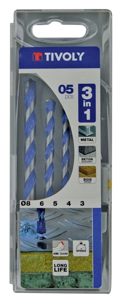 3221912107107_1 3-in-1 Multi-Material drill bits Ø 3 to 8 mm - 5pcs