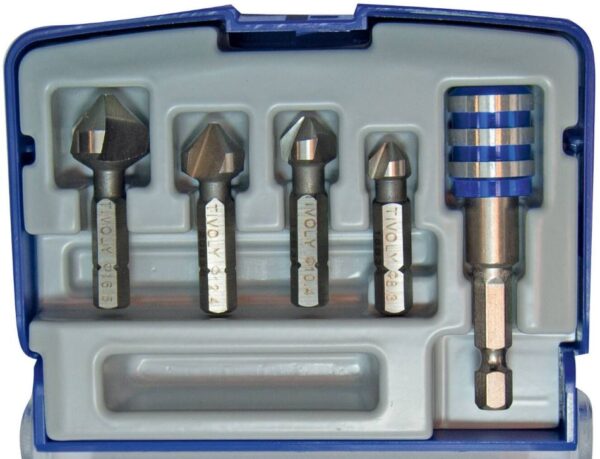 3221912117434_1 Tivoly Süvistite komplekt, 4 osa + magnetiga otsakuhoidja. 90⁰, ØD=8,3-16,5mm, HSS. 1/4" kuuskant sabaga, "Half-box"