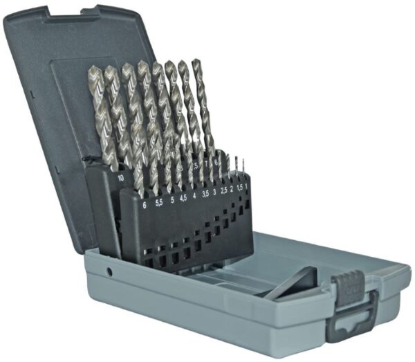 3221912263414_1 Tivoly metallipuuride komplekt 1-10mm, HSS, üleni lihvitud, Split Point, 19 puuri, T-Line