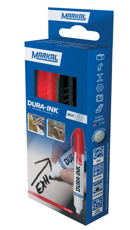 3660447222488_1 Tindimarkerite Markal Dura-Ink 60 3mm komplekt, must + punane