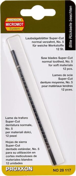 4006274281172_1 Proxxon Super-Cut tikksaeterad puidule, normaalne hammas, nr 5: 17 hammast/25 mm, 12 tk 28117