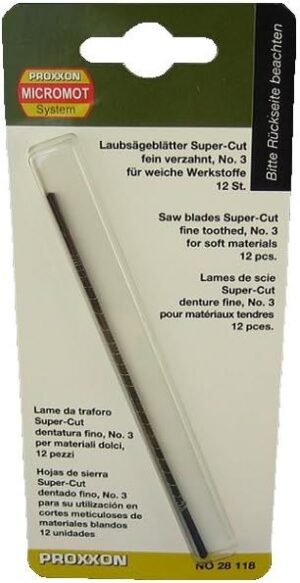 4006274281189_1 Proxxon Super-Cut tikksaeterad puidule, peen hammas, nr 3: 19 hammast/25 mm, 12 tk 28118