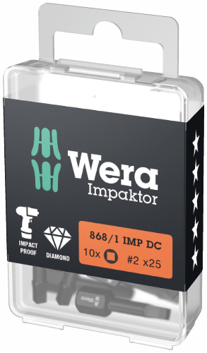4013288157485_1 Wera 868/4 Impaktor otsakud Robertson # 3 x 25mm, 10tk