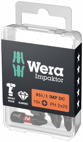 4013288157645_1 Wera 851/1 Impaktor otsakud PH 3 x 25mm, 10tk