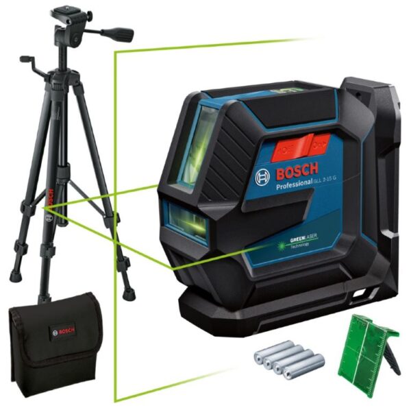 4059952511061_1 Joonlaser Bosch GLL 2-15 G, ± 0.3 mm/m, 15 m + kolmjalg BT150