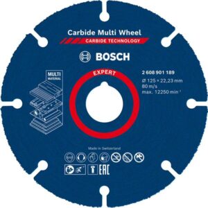 4059952567471_1 Lõikeketas Bosch Carbide MultiWheel 125x1x22.23mm. Sobib puidule, naeltega puidule, plastikule, vasktorudele