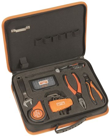 4750FB5BFF1 Tööriistade kmpl 7 osa (otsakute kmpl, narrega kruvikeeraja, tellitav võti, mõõdulint, kuuskantvõtmete kmpl, näpitsad ja lõiketangid) lukuga tööriistakotis 170x55x275mm