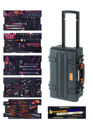 4750RCHDW01FF1 Tööriistade kmpl lennunduse MRO tööriistadega vahtaluses 240 osa spetsiaalses ratastel kohvris 267x365x560mm 31L, meeter ja tollmõõdus 1/4"ja 3/8"