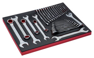 7314150254354 Lehtsilmusvõtmete 111M 6-32mm 20 osa, avatud lehtvõtmete 6m 6-32mm 10 osa, silmusnarrevõtmete + tellitav võti 92C kroomitud vahtaluses