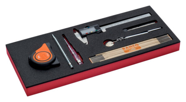 7314150285716 Tööriistade kmpl. 7 osa vahtaluses (mõõdulint, märkenõel, digit.nihik, peegel ja tollipulk)