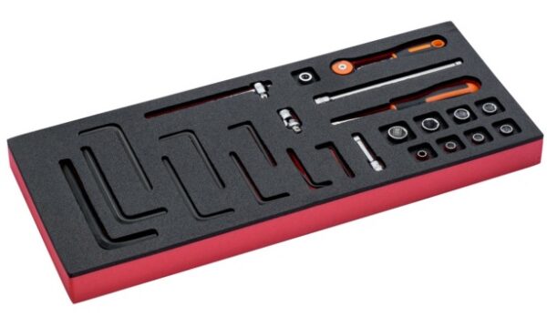 7314150285907_1 Fit&Go 1/3 Foam Inlay 1/4" Socket and Round Head Ratchet Set - 24 Pcs