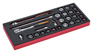 7314150286089 3/8" padrunvõtmete ja tarvikute kmpl 28 osa Fit&Go 1/3 vahtaluses