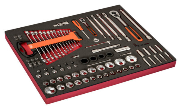 7314150335541 Padrunite ja lehtsilmusvõtmete kmpl S87+7 1/2" ja 1/4" 94 osa vahtaluses