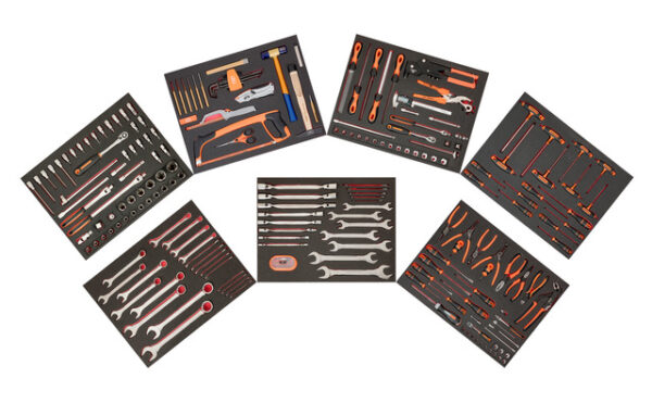 7314150336623 MRO tööriistade kmpl 2-värvilistes vahtalustes 256 tööriista 6 sahtlisisu