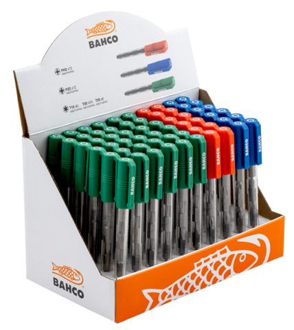 7314150459032_1 Kruvikeeraja otsakute stend Bahco, viiesed pakid, T15 6tk, T20 24tk, T25 6tk, PH2 12tk, PZ2 12tk