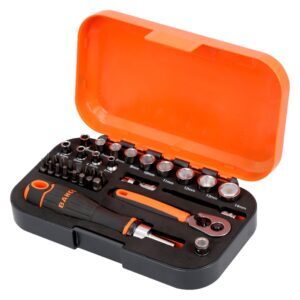 7314150574728_1 Bahco padruni- ja otsakukomplekt narrega kruvikeerajaga – 34 osa, 1/4"