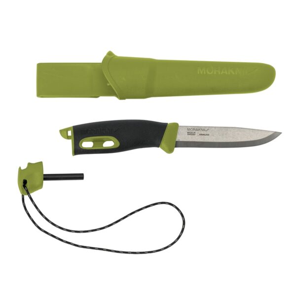 7391846023944_1 Morakniv Companion välinuga Spark – 2.5 mm roostevaba teras tera, süütepulgaga, roheline