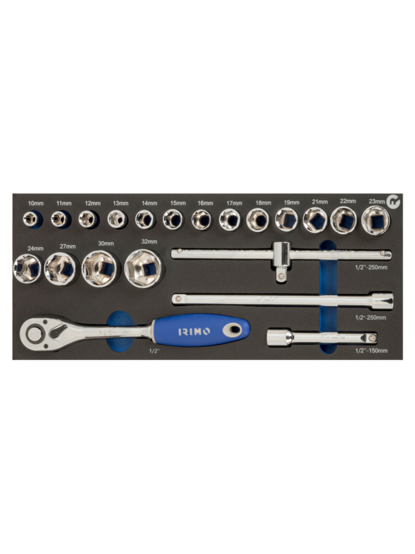 8414909243574 1/2" padrunvõtmete kmpl 21 osa 1/3 vahtaluses Irimo