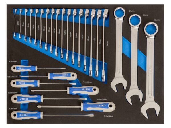 8414909243703 Lehtsilmusvõtmete 6-32mm ja kruvikeerajate kmpl 27 osa 3/3 vahtaluses Irimo