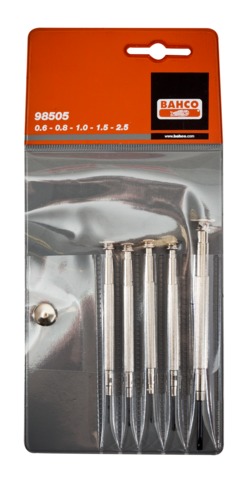 98505 Kellassepa kruvikeerajate kmpl 5 osa lapikud 0,6-0,8-1,0-,1,5-2,5mm