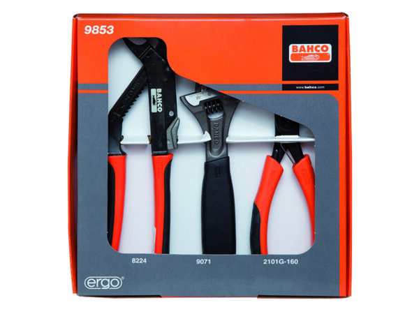 9853 Tööriistade kmpl 3 osa - 2101G-160 lõiketangid, 8224 liugühendusega tangid, 9071 tellitav võti