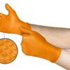 AN93256070_1 Ühekordsed nitriilkindad Ansell Microflex Mega Grip 93-256, 100tk, 0,13mm, 275mm pikad oranžid, suurus S (6,5-7)